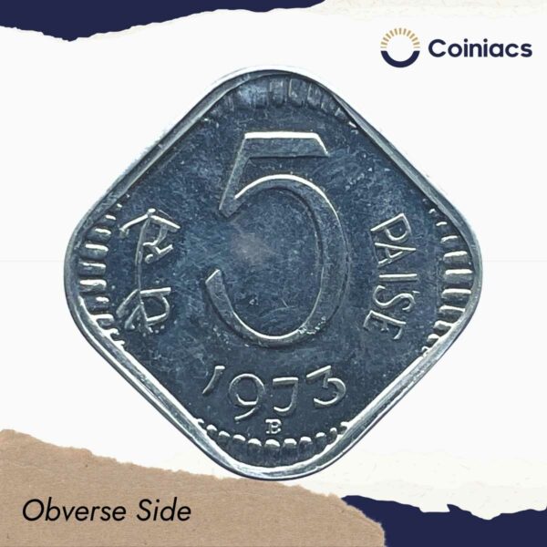 5 Paise 1973 Bombay Mint 'B' Proof Issue Aluminium Definitive Coin, Republic India Decimal Series, Proof. - Image 2