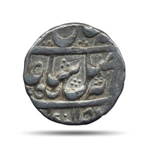 One Rupee Shah Alam II RY 12 1186 AH 4/3 Dots Murshidabad Mint Silver Coin, Bengal Presidency, Collectible.