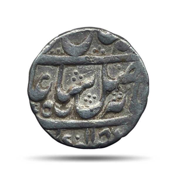 One Rupee Shah Alam II RY 12 1186 AH 4/3 Dots Murshidabad Mint Silver Coin, Bengal Presidency, Collectible.