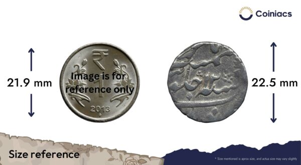 One Rupee Shah Alam II RY 12 1186 AH 4/3 Dots Murshidabad Mint Silver Coin, Bengal Presidency, Collectible. - Image 4