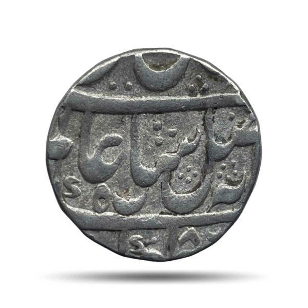 One Rupee Shah Alam II RY 12 1186 AH 4/3 Dots Murshidabad Mint Silver Coin, Bengal Presidency, Collectible.
