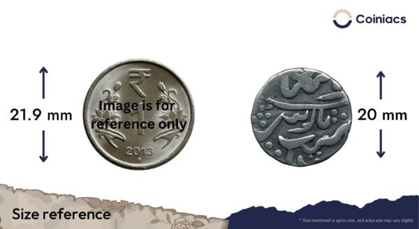 One Rupee Alamgir II (ND 1760-1850 CE) Chittor Mint Silver Coin, Princely State of Mewar, Collectible. - Image 4