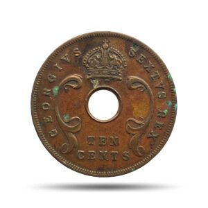 10 Cents George VI 1952 CE Bronze coin, East Africa, Collectible.