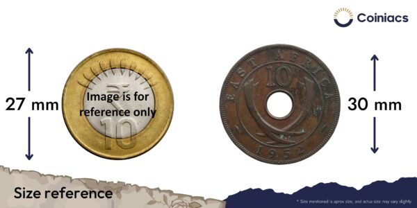 10 Cents George VI 1952 CE Bronze coin, East Africa, Collectible. - Image 4