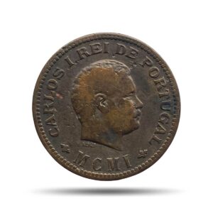 1/4 Tanga Carlos I MCMI (1901 CE) Lisboa mint Copper coin, Portuguese India, Collectible.