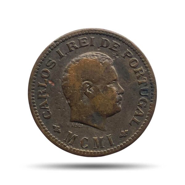1/4 Tanga Carlos I MCMI (1901 CE) Lisboa mint Copper coin, Portuguese India, Collectible.