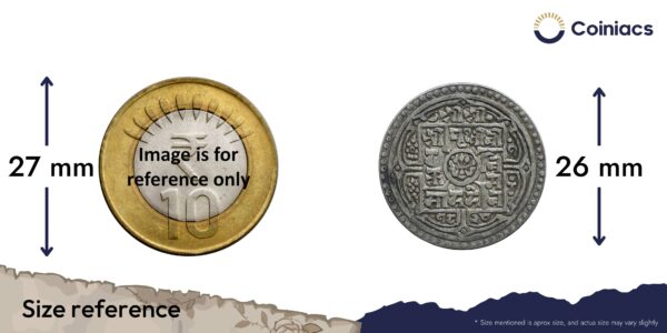1 Mohar Prithvi Bir Bikram 1828 Saka Era (1906 CE) Silver coin, Nepal, Collectible. - Image 4