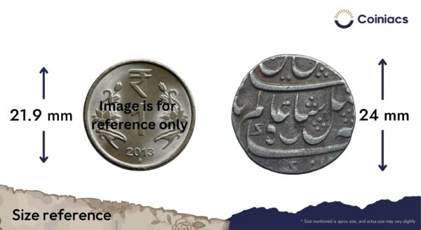 One Rupee Shah Alam II RY 19 (ND 1190-1205 AH) Murshidabad (Originally Calcutta) mint Silver coin, Bengal Presidency, Collectible. - Image 4