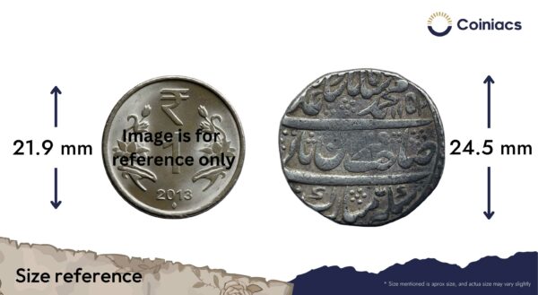 One Rupee Muhammad Shah RY 22 1152 AH Shahjahanabad Mint Silver coin, Mughal Empire, Collectible. - Image 4