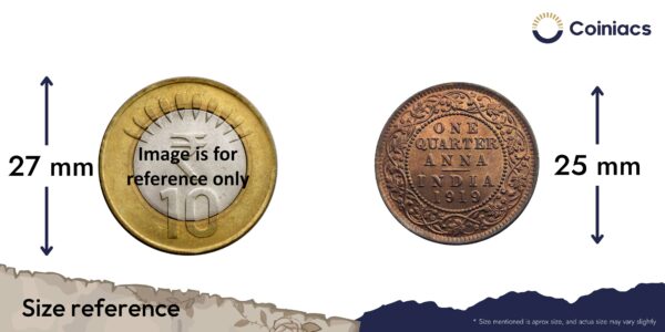 Scarce Quarter Anna George V King Emperor 1919 CE Calcutta Mint Bronze Coin, British India Uniform Coinage, UNC. - Image 4