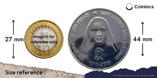 Scarce 100 Rupees Saint Alphonsa Birth Centenary 2009 Mumbai Mint Silver Commemorative Coin, Republic India Decimal Series, Gem UNC. - Image 4