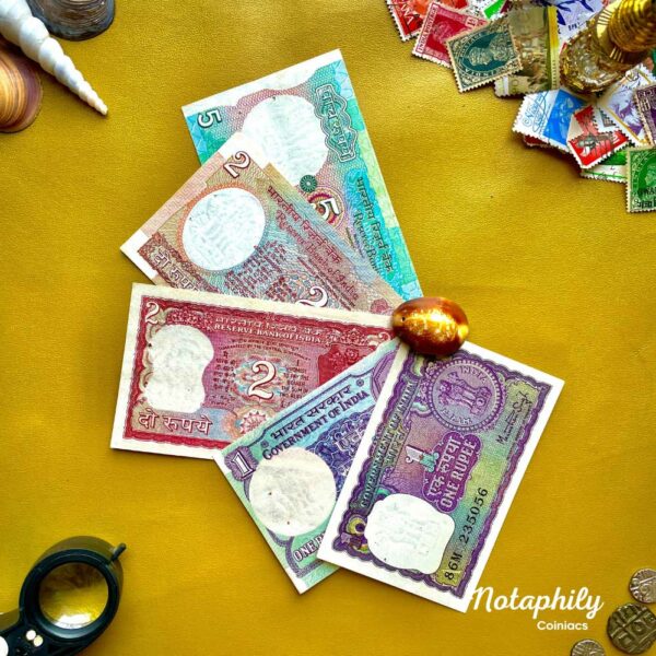 NOTAPHILY Rare Authentic Vintage Set of 1,2,5 Rupees (5 Pieces SET) in UNC Condition - Image 2