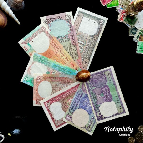 NOTAPHILY Rare Authentic Vintage Set of 1,2,5,10 Rupees (8 Pieces SET) in UNC Condition - Image 2