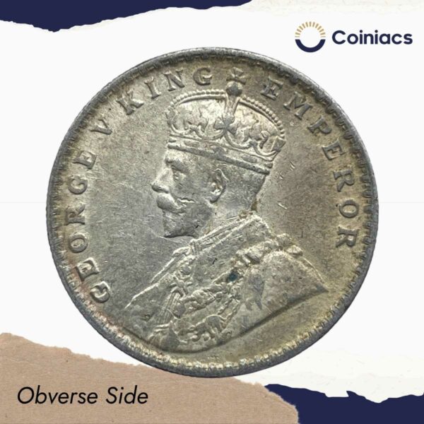 One Rupee George V 1916 CE Bombay Mint Silver coin, British India Uniform Coinage, Collectible. - Image 2