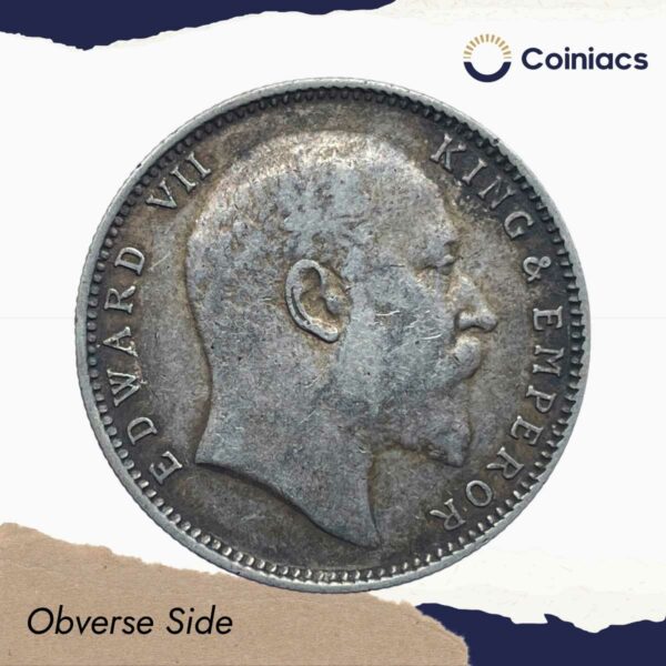 One Rupee Edward VII King & Emperor 1905 CE Bombay Mint Silver Coin, British India Uniform Coinage, Collectible. - Image 2