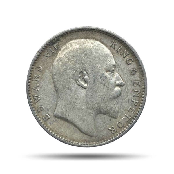 One Rupee Edward VII King & Emperor 1906 CE Bombay Mint Silver Coin, British India Uniform Coinage, Collectible.