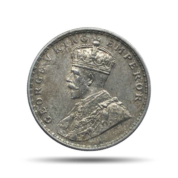 One Rupee George V 1919 CE Calcutta Mint Silver coin, British India Uniform Coinage, Collectible.