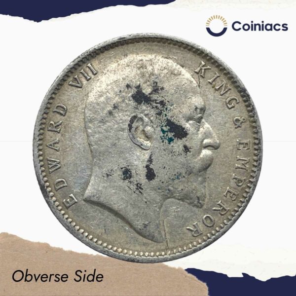 One Rupee Edward VII King & Emperor 1904 CE Calcutta Mint Silver Coin, British India Uniform Coinage, Collectible. - Image 2