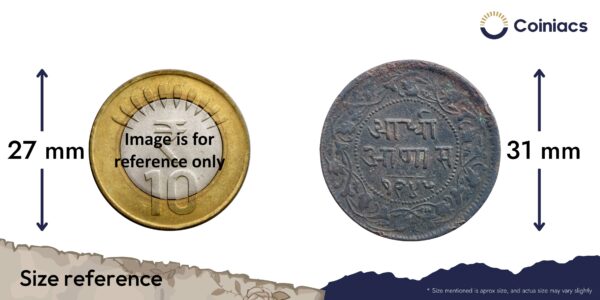 Adhi Anna (1/2 Anna) Shivaji Rao 1945 VS 1888 CE Silver Coin, Princely State of Indore, Collectible. - Image 4