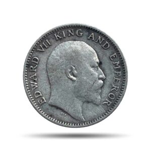 Scarce 1/4 Rupee Edward VII King And Emperor 1908 Calcutta Mint Silver Coin, British India Uniform Coinage, Collectible.