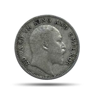 Scarce 1/4 Rupee Edward VII King And Emperor 1906 Calcutta Mint Silver Coin, British India Uniform Coinage, Collectible.