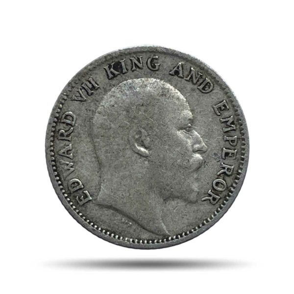 Scarce 1/4 Rupee Edward VII King And Emperor 1906 Calcutta Mint Silver Coin, British India Uniform Coinage, Collectible.