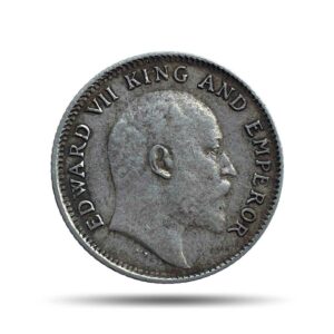 Scarce 1/4 Rupee Edward VII King And Emperor 1907 Calcutta Mint Silver Coin, British India Uniform Coinage, Collectible.