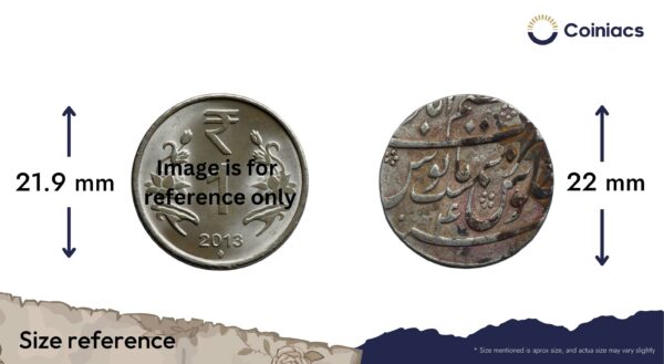 One Rupee Muhammad Shah RY 4 11XX AH Ajimabad Mint Silver coin, Mughal Empire, Collectible. - Image 4