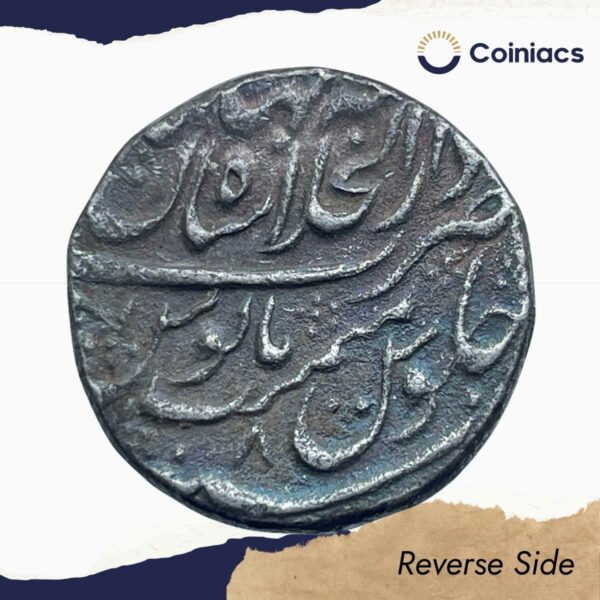 One Rupee Muhammad Shah RY 8 (ND 1138-39 AH) Shahjahanabad Mint Silver Coin, Mughal Empire, Collectible. - Image 3
