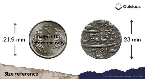 One Rupee Aurangzeb RY 30 1098 AH (1686-87 CE) Khambayat Mint Silver Coin, Mughal Empire, Collectible. - Image 4