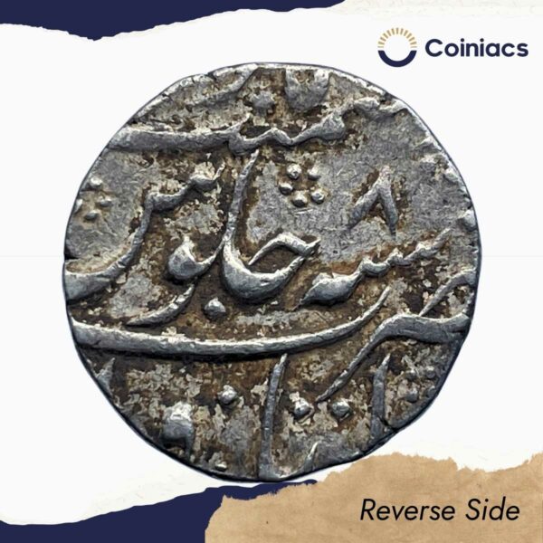 One Rupee Muhammad Shah RY 8 (ND 1139 AH 1726-27 CE) Etawa Mint Silver Coin, Mughal Empire, Collectible - Image 3