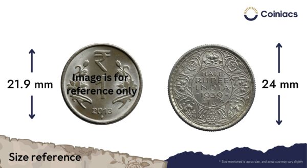 Half Rupee George VI King Emperor 1939 Calcutta Mint Silver Coin, British India Uniform Coinage, UNC. - Image 4
