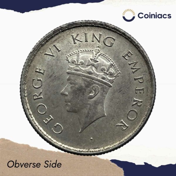 Half Rupee George VI King Emperor 1939 Calcutta Mint Silver Coin, British India Uniform Coinage, UNC. - Image 2