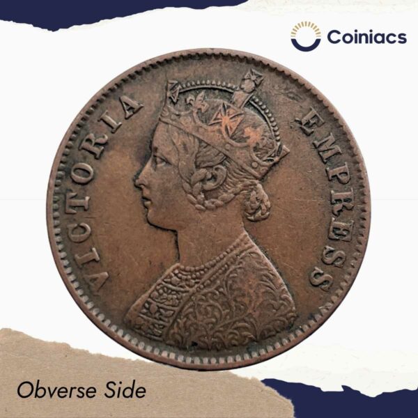 One Quarter Anna Victoria Empress 1901 Calcutta Mint Silver Coin, British India Uniform Coinage, Collectible. - Image 2