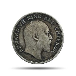 Scarce 1/4 Rupee Edward VII King And Emperor 1910 Calcutta Mint Silver Coin, British India Uniform Coinage, Collectible.