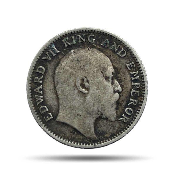 Scarce 1/4 Rupee Edward VII King And Emperor 1910 Calcutta Mint Silver Coin, British India Uniform Coinage, Collectible.