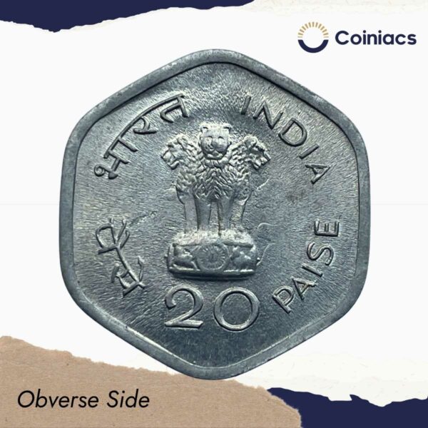20 Paise World Food Day 1982 FAO Aluminium Commemorative Coin, Republic India Decimal Series, UNC. - Image 2