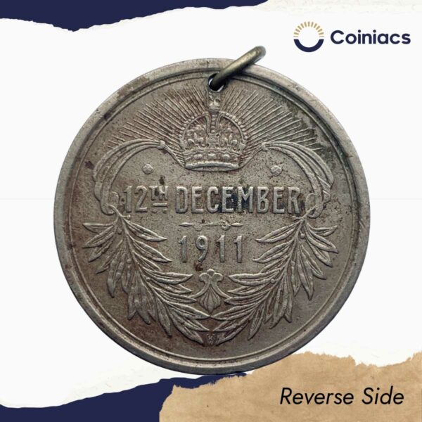 Scarce George V and Marry Coronation Durbar 12th December 1911 Medal, Copper-Nickel, Collectible. - Image 3