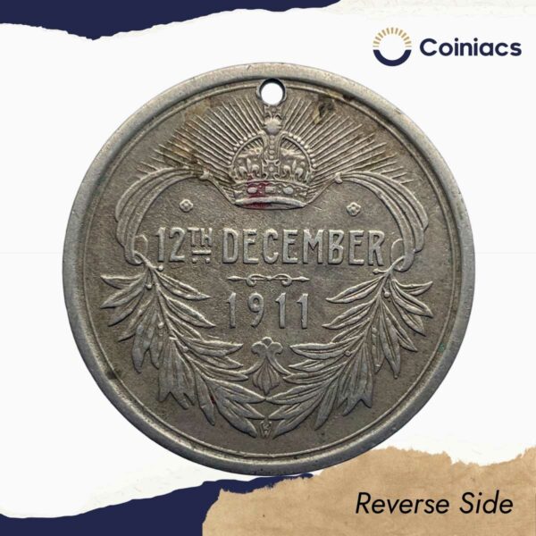 Scarce George V and Marry Coronation Durbar 12th December 1911 Medal, Copper-Nickel, Collectible. - Image 3