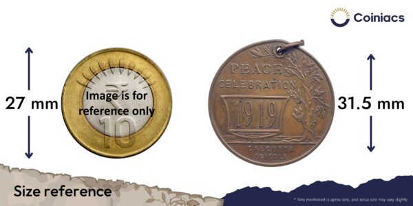 Scarce Peace Celebration 1919 Calcutta Schools Medal, Bronze, Collectible. - Image 4