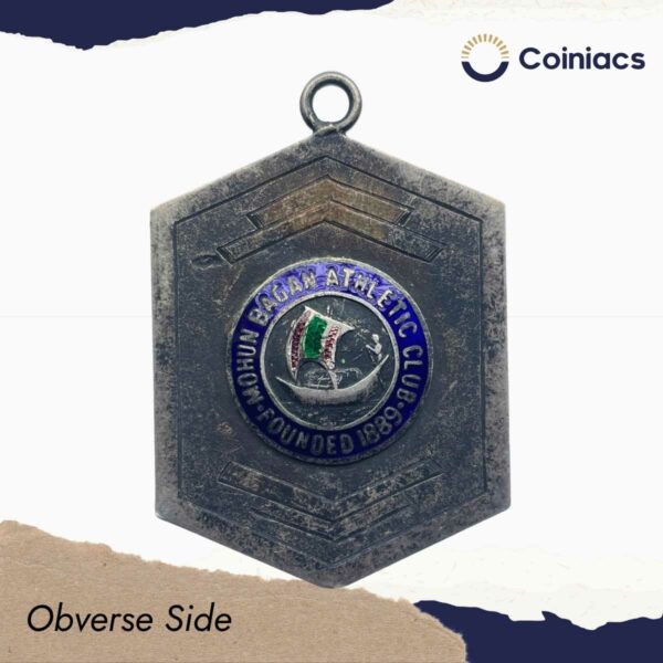 Rare Silver Mohun Bagan Athletic Club High Jump 2nd Prize 1962 Medal, Silver, Collectible. - Image 2