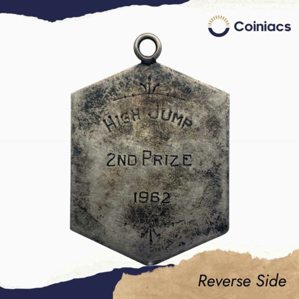 Rare Silver Mohun Bagan Athletic Club High Jump 2nd Prize 1962 Medal, Silver, Collectible. - Image 3