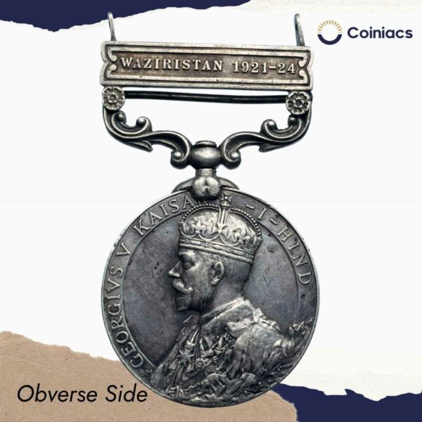 Rare The Indian General Service Medal Waziristan 1921?24, Silver, Collectible. - Image 2