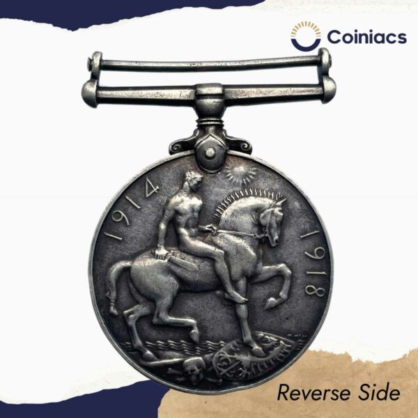 Rare The British War Medal 1914-1918 World War I Campaign Medal, Silver, Collectible. - Image 3