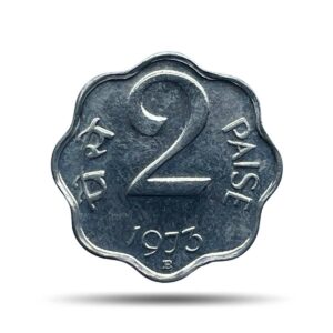 2 Paise 1973 Bombay Mint 'B' Proof Issue Aluminium Definitive Coin, Republic India Decimal Series, Proof.