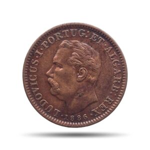 Quarto de Tanga (1/4 Tanga) Luiz I 1886 CE Copper coin, Portuguese India, Collectible.