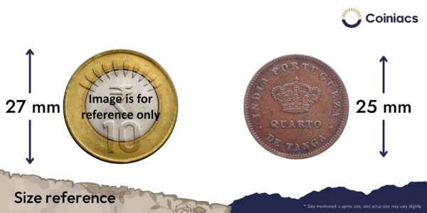 Quarto de Tanga (1/4 Tanga) Luiz I 1886 CE Copper coin, Portuguese India, Collectible. - Image 4