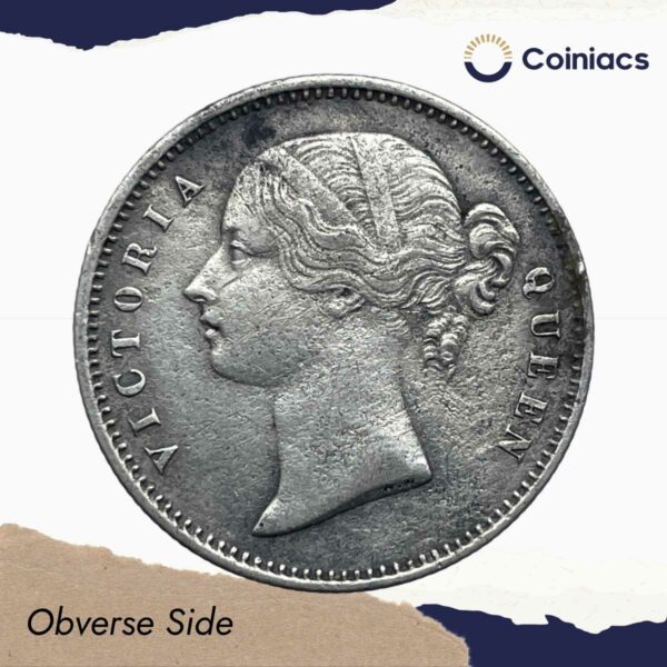 Rare Half Rupee Victoria Queen 1840 CE Divided Legend Silver Coin, British India Uniform Coinage, Collectible. - Image 2