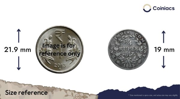 Rare 1/4 Rupee William IIII King 1835 CE Silver Coin, British India Uniform Coinage, Collectible. - Image 4