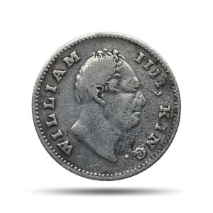 Rare 1/4 Rupee William IIII King 1835 CE Silver Coin, British India Uniform Coinage, Collectible.